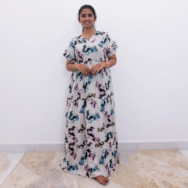Rayon Long Layered Frock for Lounge & Daily Wear - Mangai Nighties 