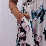 Ivory Butterfly Neck Frock with Functional Pocket Design - Mangai Nighties 