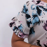 Ivory Rayon Maxi Dress with Double Layer Frilled Sleeves - Mangai Nighties 