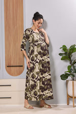 Maternity Feeding Dress with Adjustable Waist Tie - Mangai Nighties 