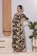 Rayon feeding frock with waist tie and functional pockets - Mangai Nighties 