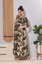 Rayon Comfort Fit Maternity Feeding Long Frock with Waist Tie - Mangai Nighties 