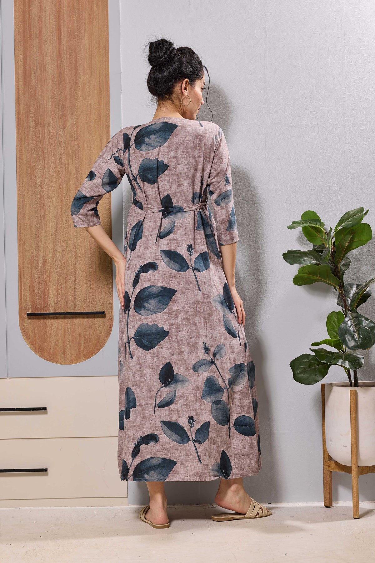 Everyday Nursing-Friendly Maternity Dress Back View - Mangai Nighties 