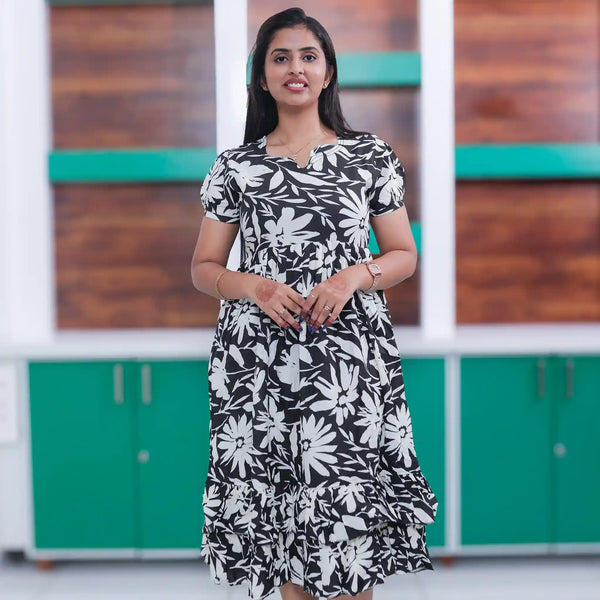 Rayon Maxi Frock casual Dress floral Print - Mangai Nighties 