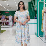 Pastel blue Maxi Casual Frock Flared frilled Maxi - Mangai Nighties 