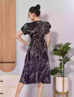 Navy Floral Print Flared Rayon Maxi with Adjustable Tie Rope - Mangai Nighties 