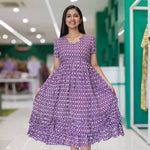 Purple Rayon Maxi Flared Frock from Mangai Nighties 