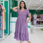 Rayon Maxi Casual Frilled frock Side View - Mangai Nighties 