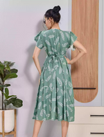 Teal Green Rayon Maxi Frock with Adjustable Back Tie Rope