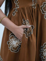 Maroon Floral Outline Print Rayon Front Zipper Feeding and Casual Full Frock - Mangai Nighties