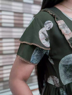Sage Green Marble Circle Print Rayon Front Zipper Feeding Frock - Mangai Nighties