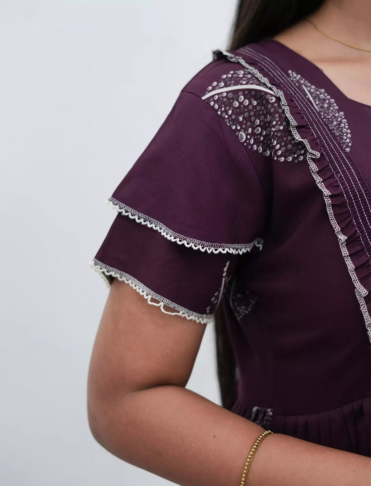 Rayon Casual and Feeding Full Frock Double Layer Flutter Sleeves - Mangai Nighties 