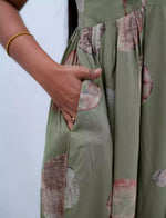 Sage Green Marble Circle Print Rayon Front Zipper Feeding Frock - Mangai Nighties