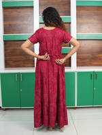 Alpine Floral Print Petal Sleeve Full Frock - Mangai Nighties