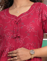Alpine Floral Print Petal Sleeve Full Frock - Mangai Nighties