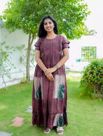 Rayon Floral Motif Print Feeding Maternity Frocks | Mangai Nighties