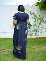 Rayon Floral Print Maternity Feeding Frock with Pocket | Mangai Nighties