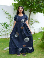 Rayon Floral Print Maternity Feeding Frock with Pocket | Mangai Nighties