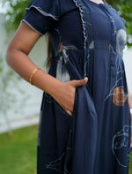 Rayon Floral Print Maternity Feeding Frock with Pocket | Mangai Nighties