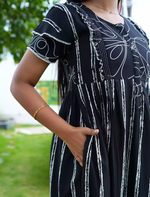 Rayon Stripe Print Feeding Maternity Frock with Zip | Mangai Nighties