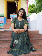 Rayon Floral Print Maternity Feeding Frock with Pocket | Mangai Nighties