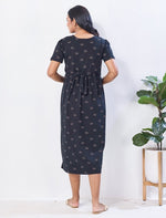 Back Tie Hosiery Cotton Zipless Flip Open Feeding Wear Back View- Mangai Nighties 