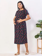 Hosiery Cotton Zipless Maternity Feeding Maxi side view - Mangai Nighties 