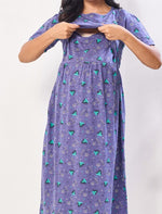 Hosiery Easy Flip open Zipless Maternity Feeding Maxi - Mangai Nighties 