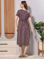 Hosiery Back tie Rope Flip Open Zipless Maternity Feeding wear - Mangai Nighties
