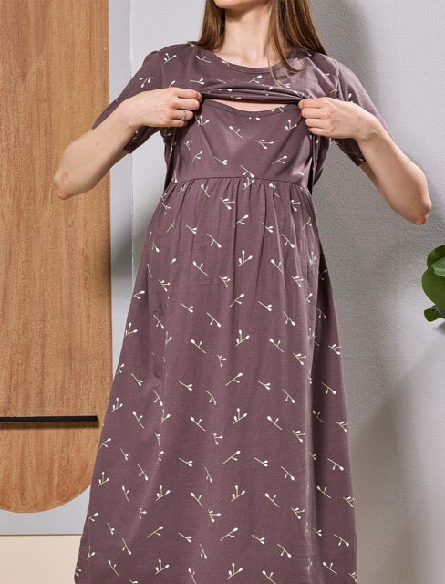 Flip Open Hosiery Breastfeeding Zipless Feeding Maxi - Mangai Nighties 