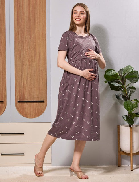 Hosiery Cotton Zipless Feeding Friendly Maxi for Pregnancy wear - Mangai Nighties 
