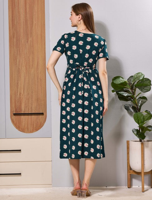 Hosiery Back Tie Rope Zipless Flip Open Feeding Maxi - Mangai Nighties 