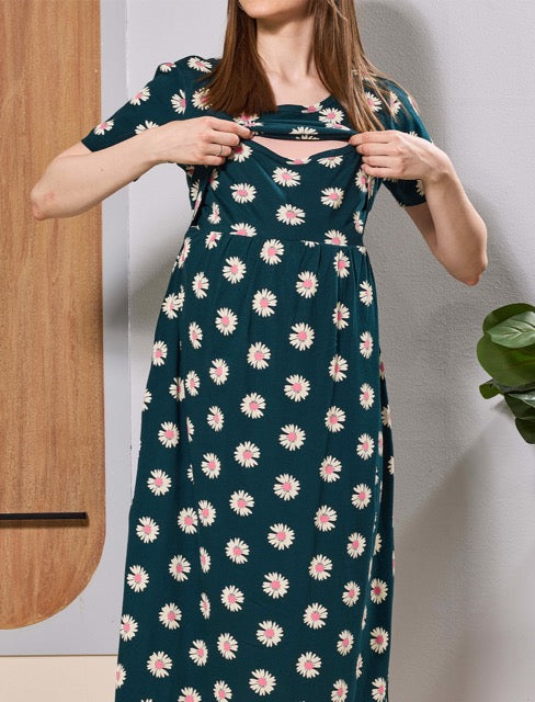 Hosiery Zipless Flip Open Easy Breastfeeding Maternity Wear - Mangai Nighties 