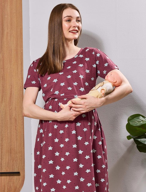 Hosiery Flip Open Zipless Feeding Maternity Maxi - Mangai Nighties