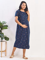 Navy Hosiery Zipless flip Open Easy Feeding wear - Mangai Nighties 