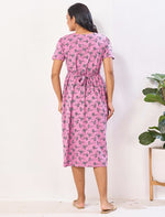 Hosiery Cotton Zipless Feeding Maxi with Back tie Rope - Mangai Nighties 