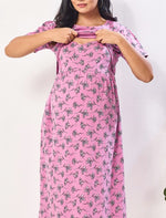 Hosiery Breastfeeding floral printed Feeding Maxi easy flip Open - Mangai Nighties 