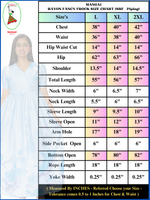 Rayon Long frock Piping V neckline Size Chart - Mangai Nighties 