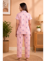 Stylish Hosiery Collar Night Suit Print Set | Mangai Nighties
