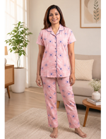 Stylish Hosiery Collar Night Suit Print Set | Mangai Nighties
