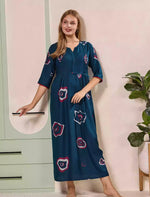 Blue Alpine Kurti with 3/4 long Sleeves - Mangai Nighties