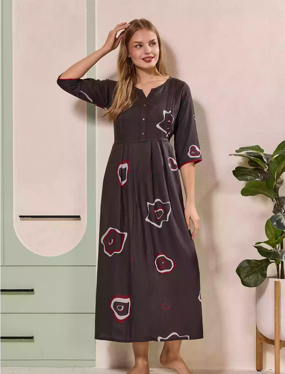 Coffee Brown Alpine Kurti Style Dress- Mangai Nighties