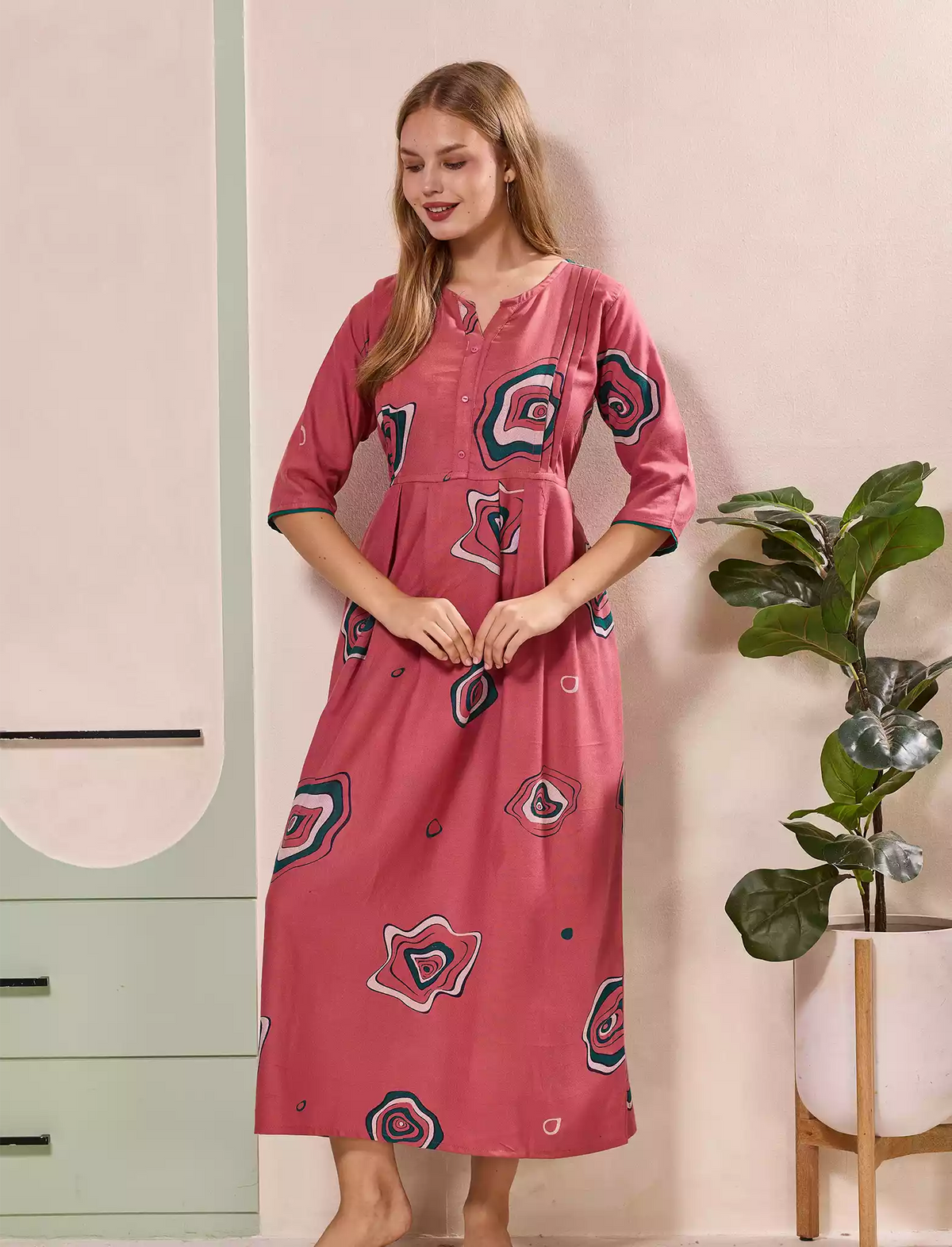 Peach Alpine Kurti Style Dress- Mangai Nighties