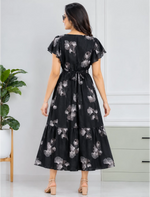 Floral Print Petal Sleeve Maxi with Side Pocket | Mangai Nighties