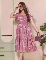 Floral Print Petal Sleeve Maxi with Side Pocket | Mangai Nighties