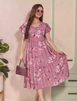 Floral Print Petal Sleeve Maxi with Side Pocket | Mangai Nighties