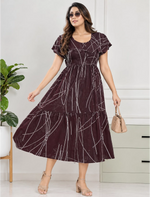 Abstract Printed Maxi with Stylish Petal-Sleeve | Mangai Nighties