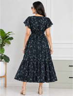 Floral Print Petal Sleeve Maxi with Back Tie | Mangai Nighties