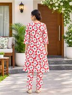Rayon Daisy Floral Print Co-ord Set | Long Sleeve Top & Bottoms - Mangai Nighties