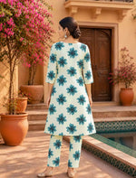 Rayon Floral Print Co-ord Set with Elastic Bottoms - Mangai Nighties